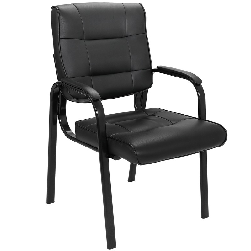 Classic Leather Guest Reception Side Chairs Waiting Room Office Desk Black