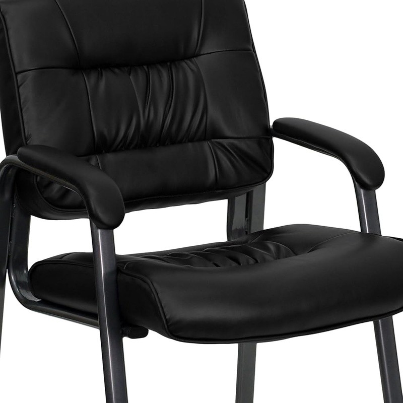 Executive Side Chair Padded Arms Leather Upholstery Office Reception Furniture gallery