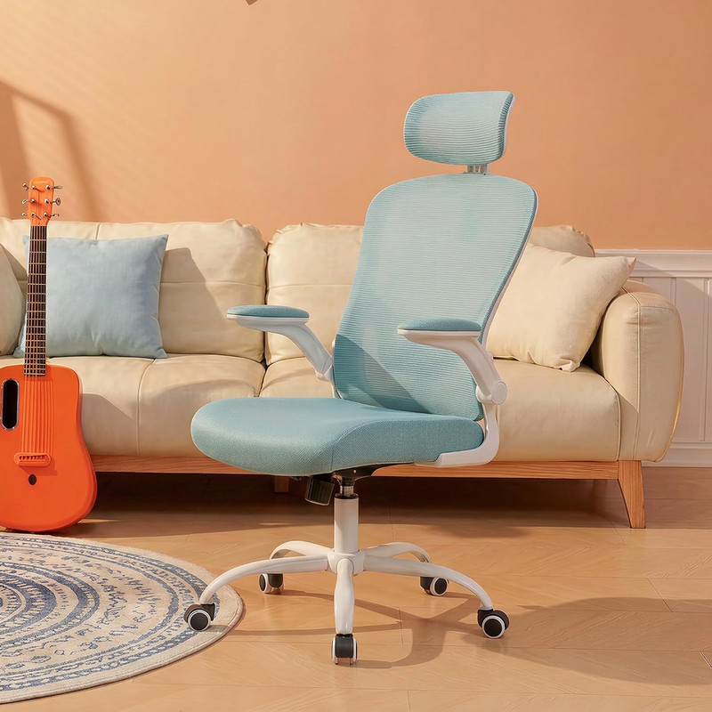 Ergonomic Mesh Desk Chair with Lumbar Support, Headrest & Flip-Up Arms