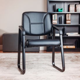 Interion Reception Chair - Vinyl - Black Industrial 250787BK 707022016636 Black