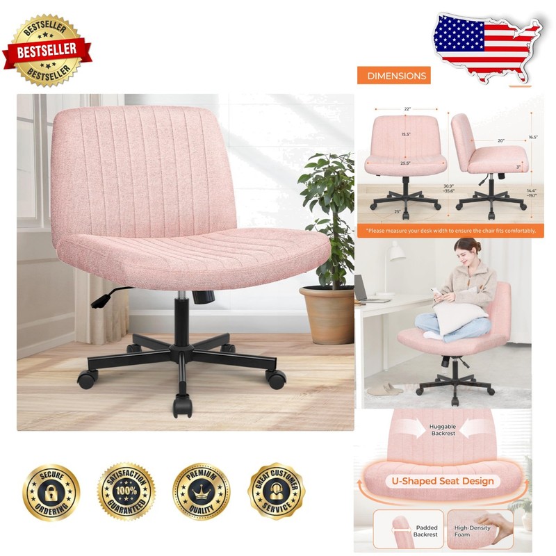 Pink Criss Cross Office Chair | Wide Seat, Swivel, Adjustable | Comfy Fabric …