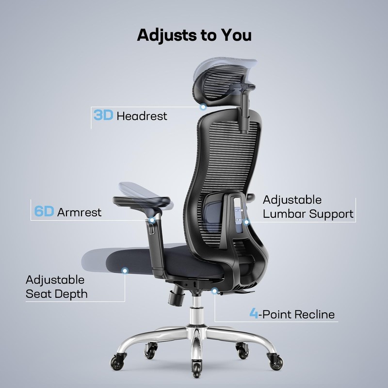 Ergonomic Office Chair with 6D Armrests, Ergonomic Chair with 3D Adjustable H... gallery