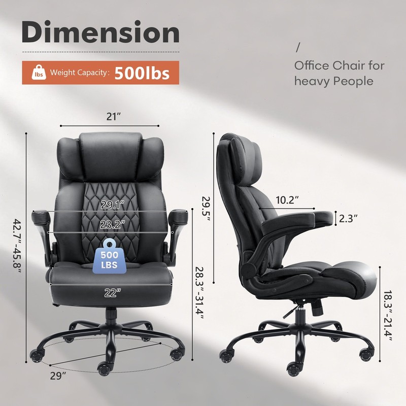 High Back Executive Office Chair 500LBS Capacity with Adjustable Lumbar Support gallery