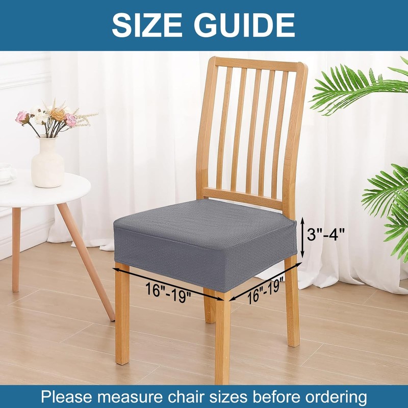 Smiry Waterproof Seat Covers for Dining Room Chairs Set of 4, Grey gallery