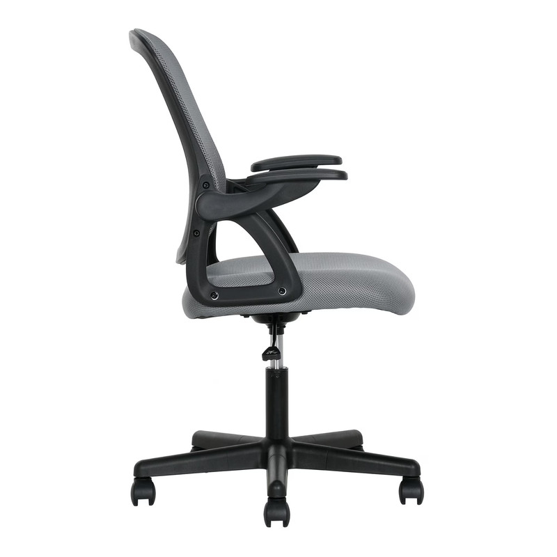 Mainstays Ergonomic Mesh Office Chair Flip Up Arms Grey Fabric 275lb Capacity gallery