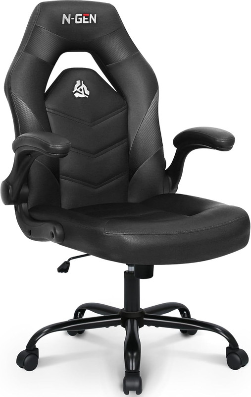 N-GEN Ergonomic Gaming Chair with Lumbar Support & Adjustable Height – Black