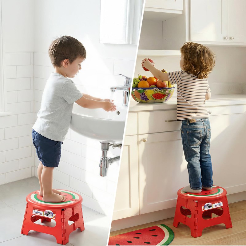 ACSTEP Folding Step Stool 9 Inch, Sturdy Collapsible 9 Watermelon Red gallery