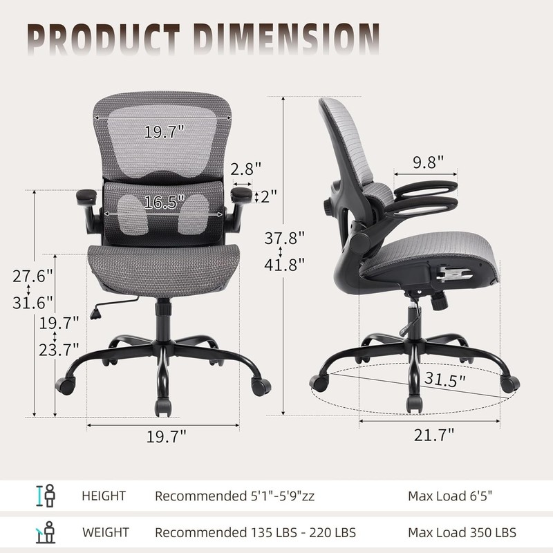 Home Office Chair Desk Computer Chair Ergonomic with Adjustable Lumbar Support gallery