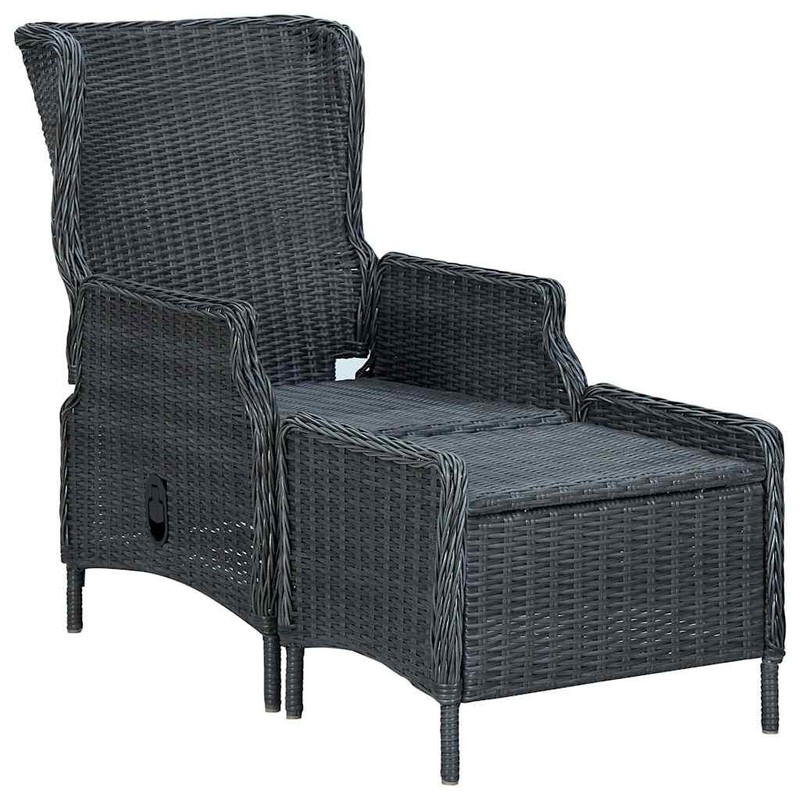 Outdoor Recliner Chair Patio Lounge Chair with Cushions Poly Rattan vidaXL gallery