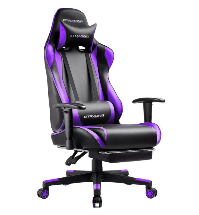 GTRACING Gaming Chair w/ Footrest, Height Adjust, Headrest & Lumbar Support gallery
