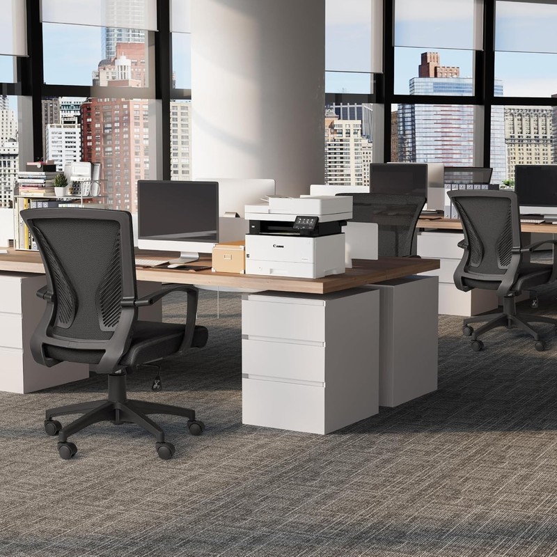 Office Chair Ergonomic Computer Desk Mesh Chair Mid Back Swivel Lumbar Support gallery