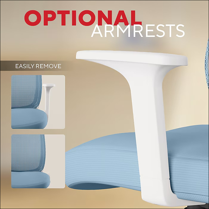 Staples Essentials Ergonomic Fabric Swivel Task Chair, Light Blue gallery