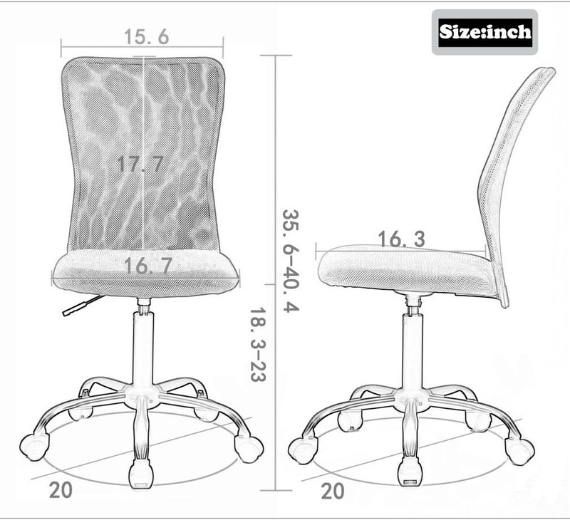 Ergonomic Mesh Office Chair with Lumbar Support - Armless & Swivel for Comfort gallery