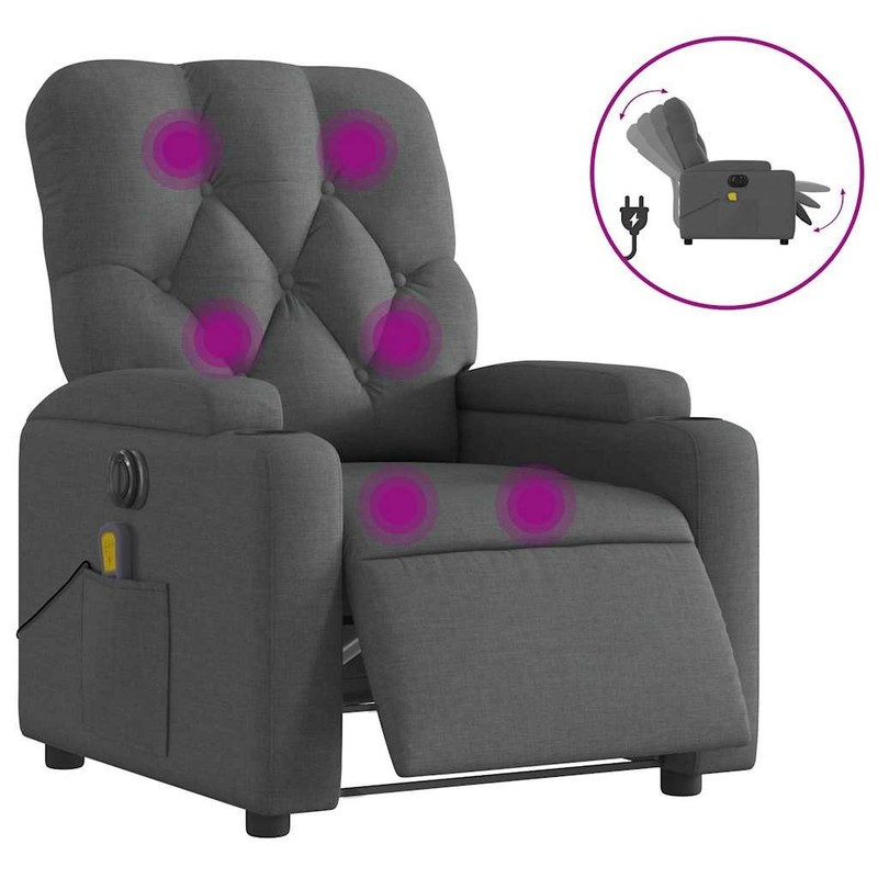 Massage Recliner Chair Wingback Reclining Armchair for Elderly Fabric vidaXL gallery