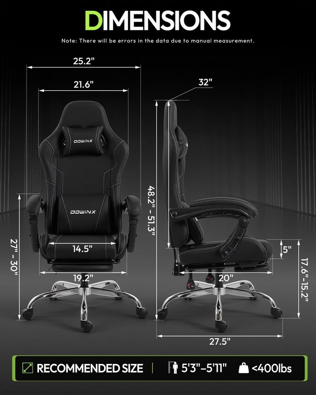 Ergonomic Gaming Chair W/ Footrest & Massage Lumbar 2D-Linkage Armrests Computer gallery