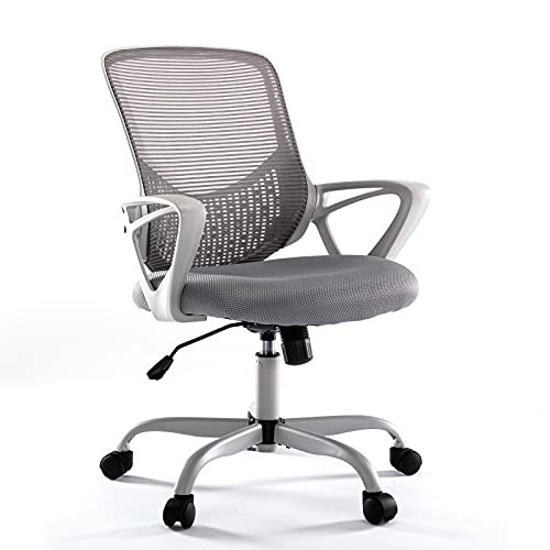 SMUG HOME OFFICE CHAIR ERGONOMIC COMPUTER DESK MESH MID-BACK HEIGHT - GREY gallery