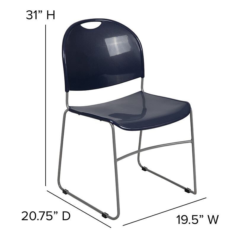 10 PACK Navy Stack Office Chair with Sled Metal Base - Waiting Room Chair gallery