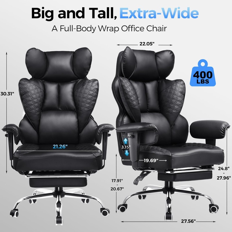 Big and Tall Office Chair Heavy Duty Gaming Chair with Deluxe Embossing Leath... gallery
