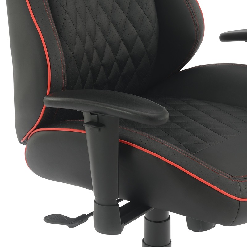 High Stakes Gaming Chair Black Bonded Leather with Red Accents gallery