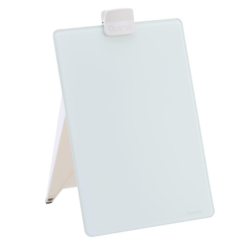 Quartet Dry Erase White Board 9″W x 11″H Desktop Glass Pad with Removable Cli…