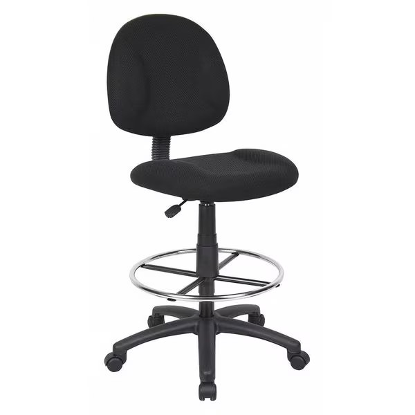 Manufacturer Varies Fabric Drafting Chair, 30 1/2-, No Arm, Black 453A09
