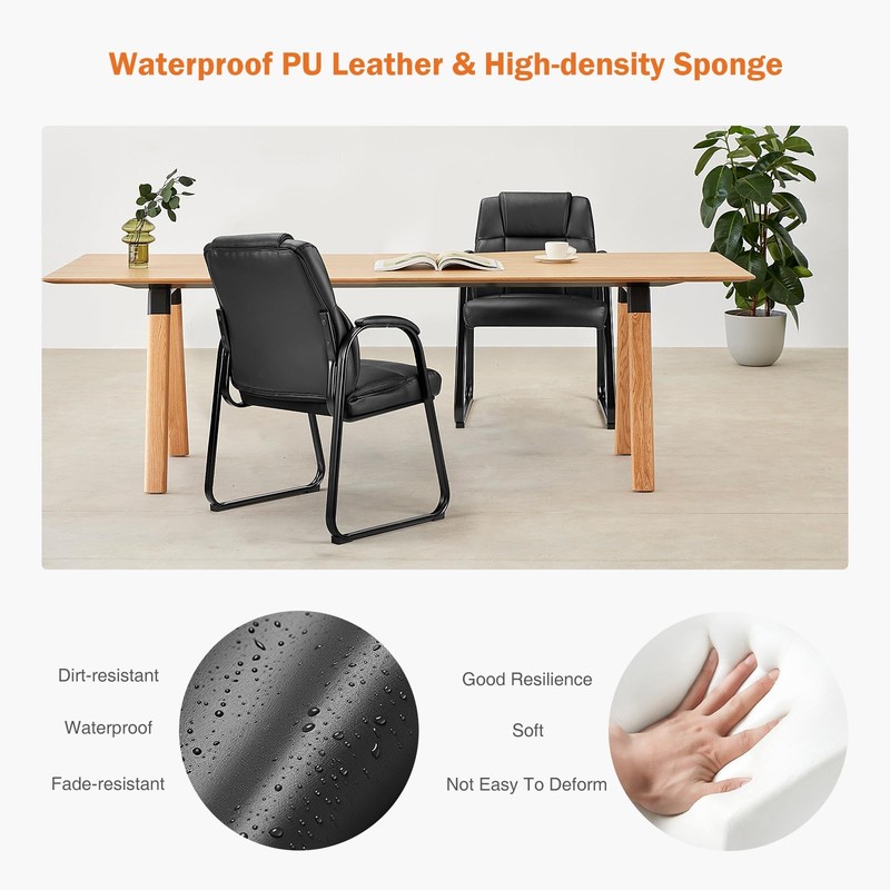 Waiting Room Guest Chair Set of 2, Stationary Office Reception Chairs No Whee... gallery