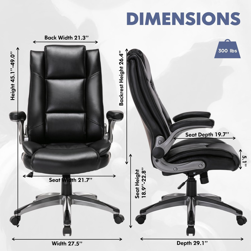 Leather Executive Office Chair - High Back Ergonomic Home Computer Desk Chair wi gallery
