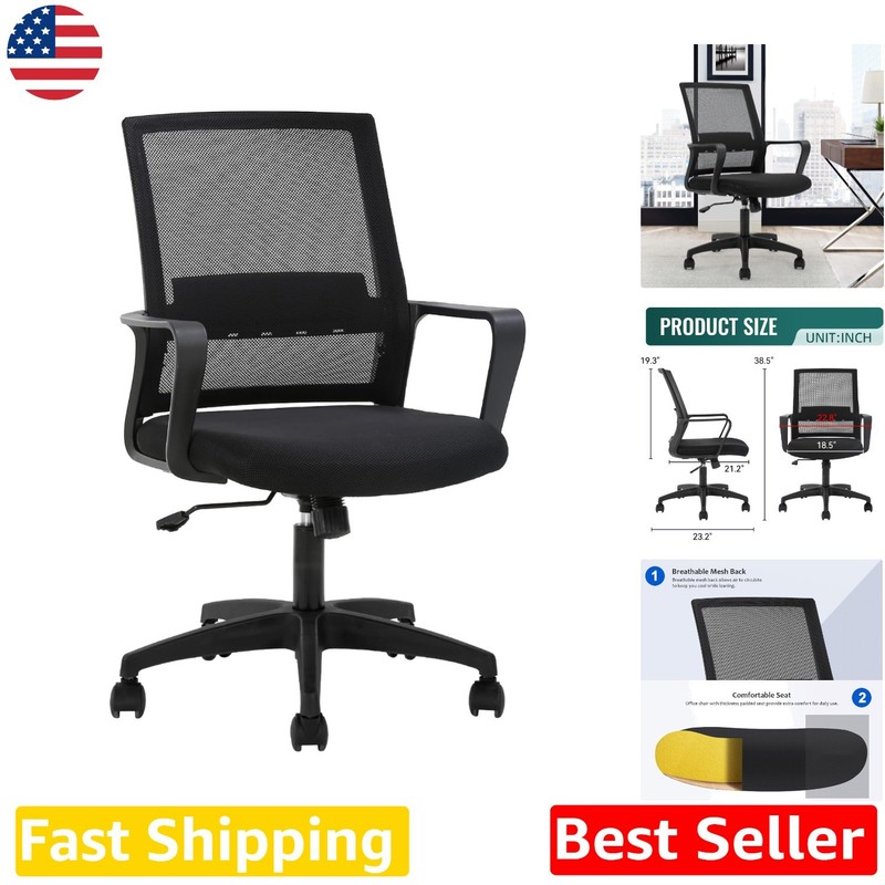 Ergonomic Mesh Office Chair – Lumbar Support, Swivel, Adjustable Height