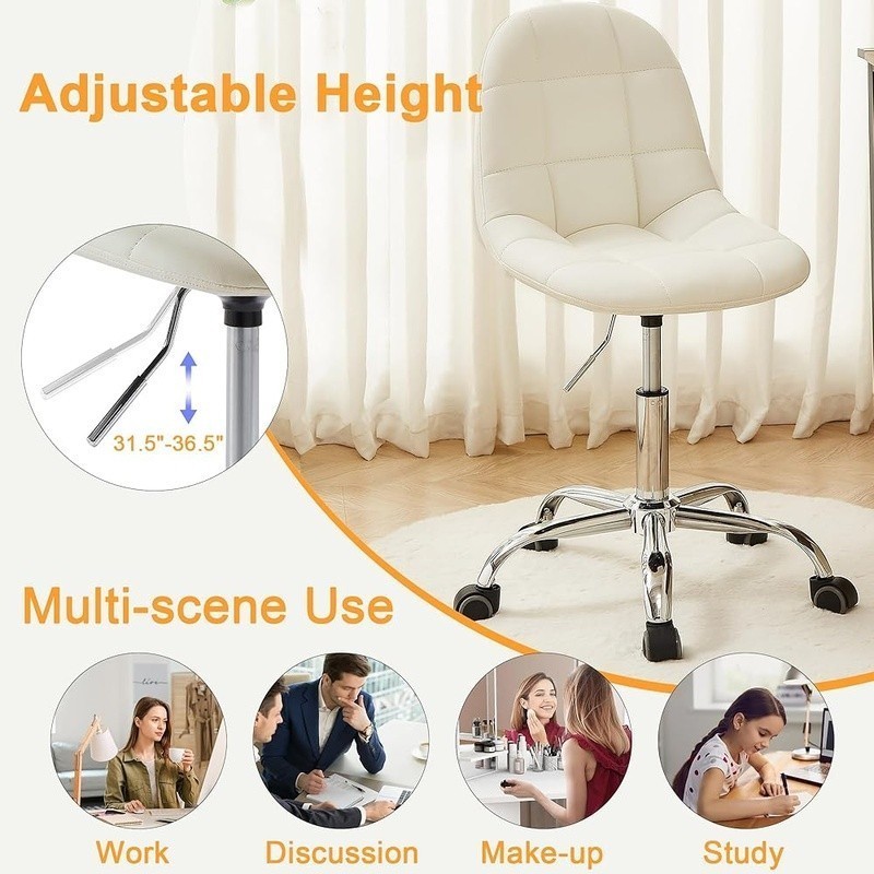 Adjustable Height Armless Office Chair PU Cushion Swivel Desk Chair 330lbs New gallery