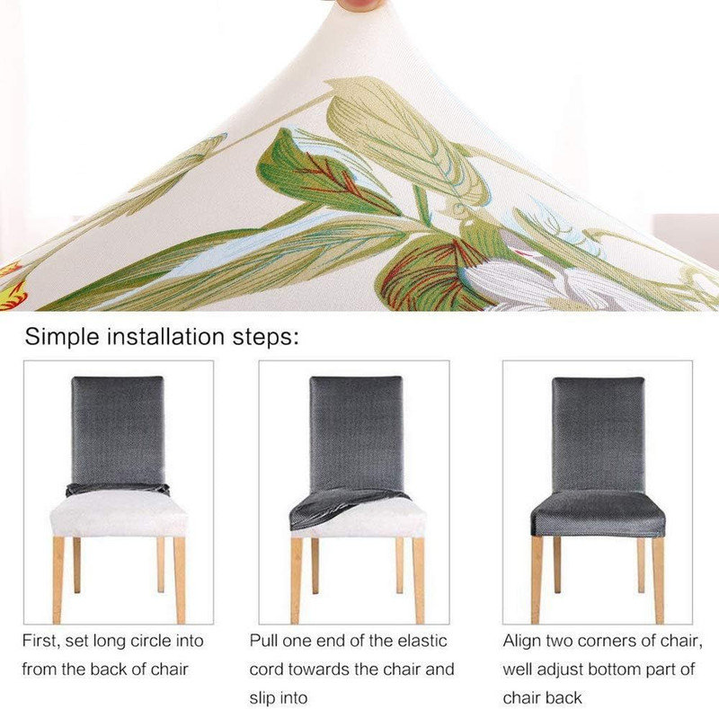 SearchI Dining Room Chair Covers Slipcovers Set of 6 per set, Beige+flowers gallery
