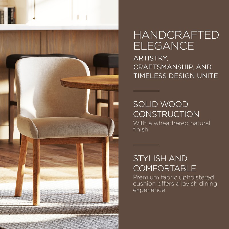 Maven Lane Gia Contemporary Dining Chair, Refined Natural Finish w/Fabric (Used) gallery