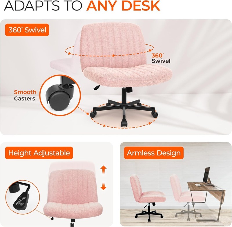 Pink Criss Cross Office Chair | Wide Seat, Swivel, Adjustable | Comfy Fabric ... gallery