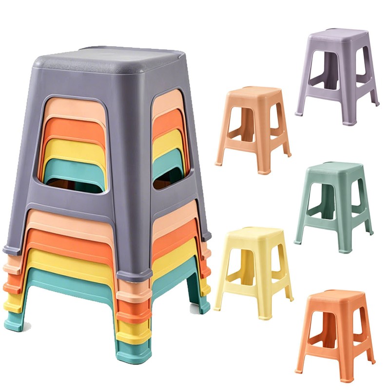 5 Pack Stackable Classroom Stools 18.8" Height Colorful Nesting Plastic Stool