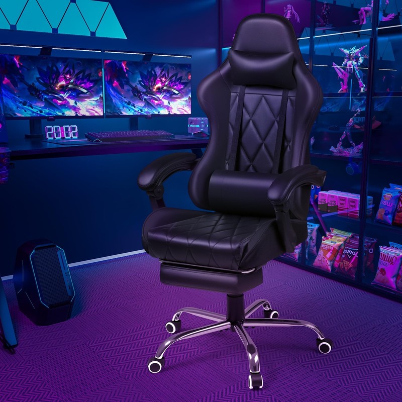 Shahoo Gaming Chair with Footrest and Massage Lumbar Support, Computer Game Chai gallery