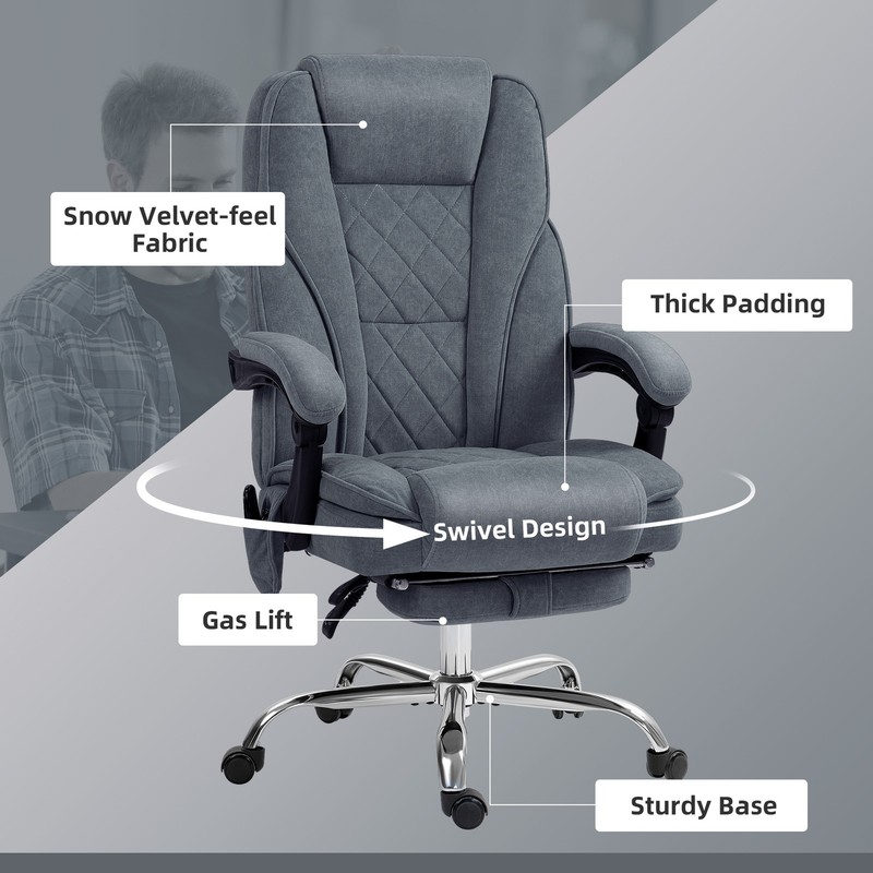 Massage Office Chair with Heat, Reclining, Footrest, Gray gallery