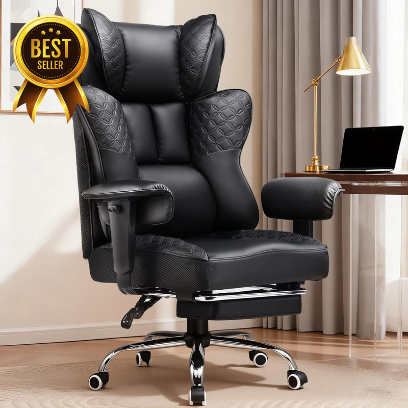 Big and Tall Office Chair Wide Ergonomic Gaming Chair with Deluxe Embossed Leath