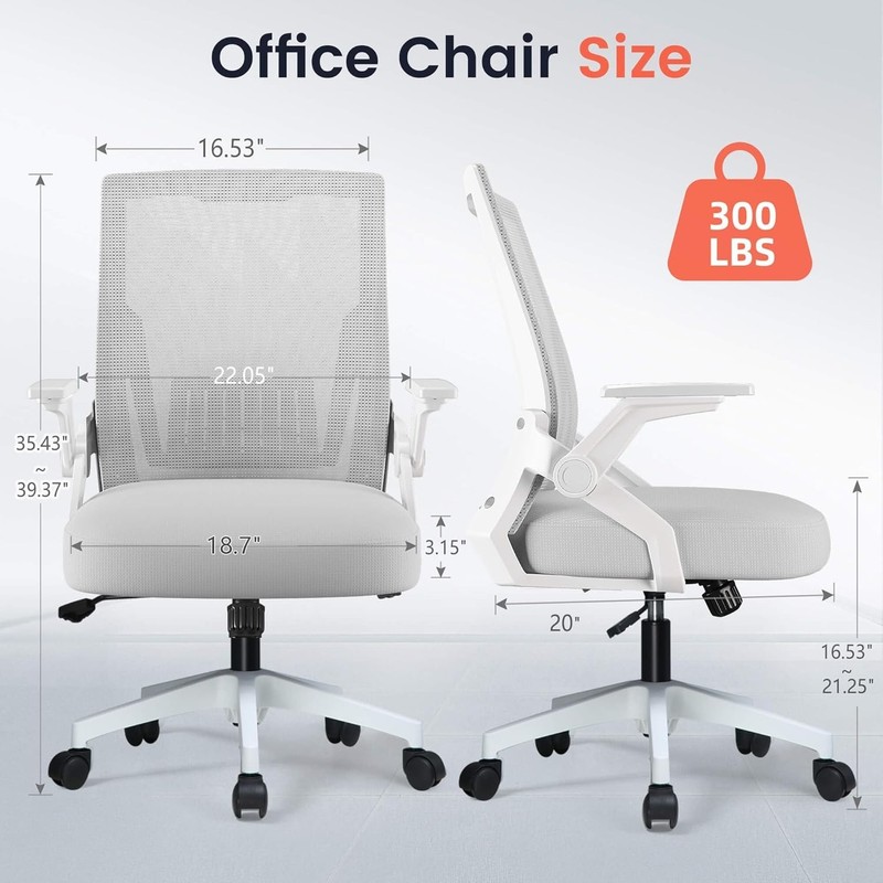 Ergonomic Office Chair with Flip-Up Armrests & Lumbar Support in Moon Gray gallery