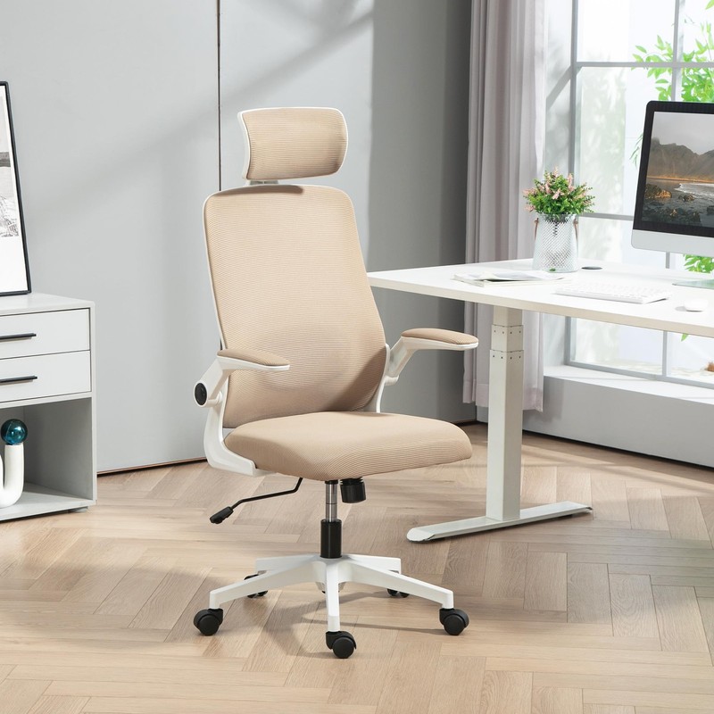 Office Chair, High Back Desk Chair with Flip-up Armrest, Rotatable Headrest, ... gallery