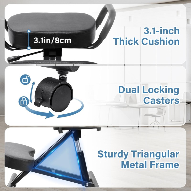 Ergonomic Kneeling Chair Adjustable Stool Upright Back Postures Home Office gallery