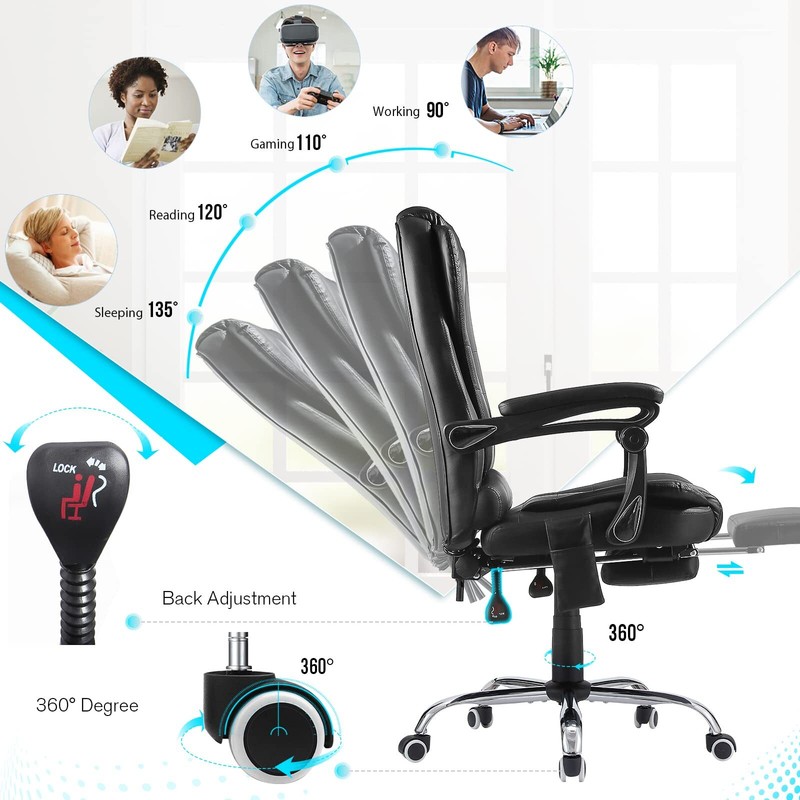 Heated Executive Office Chair w/Massage Desk Chair Leather Computre Chair Black gallery