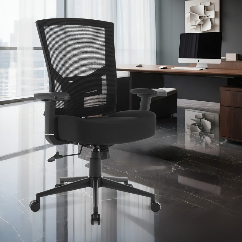 Ergonomic Home Office Chair Mesh Mid Back Armrest Thick Cushion Tilt Reclining