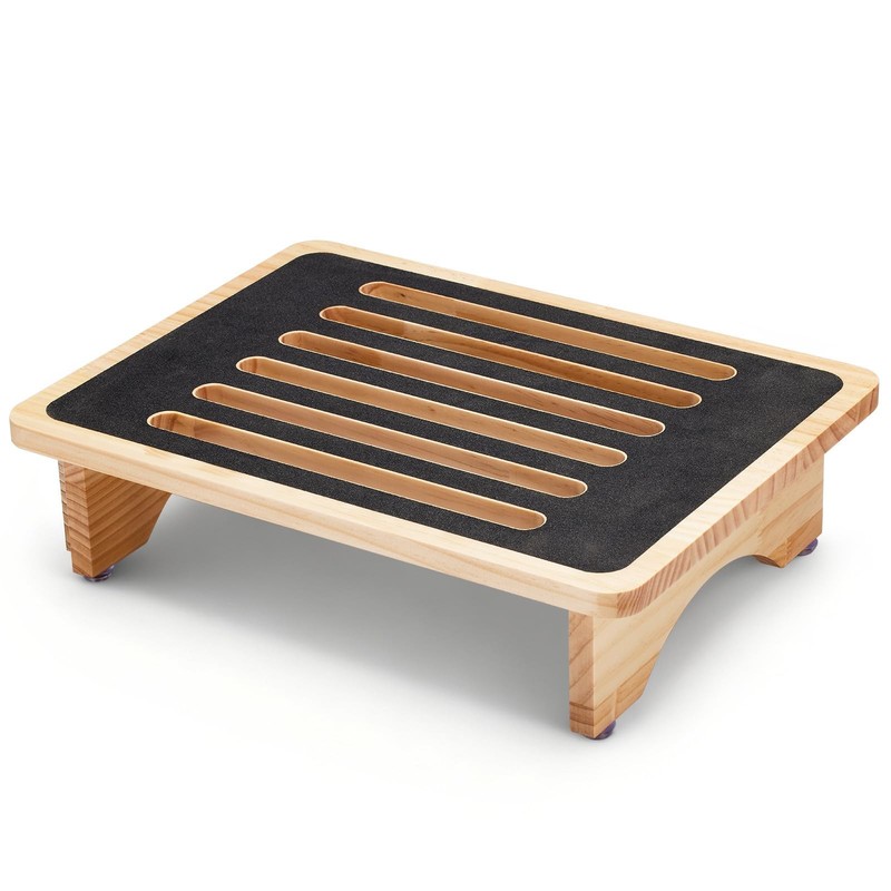 One Step Stool for Adults Seniors, Non-Slip Rubber Surface Heavy Wood