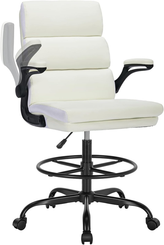 Drafting Chair Tall Office Chair with Padded Flip-up Standing Desk Chair