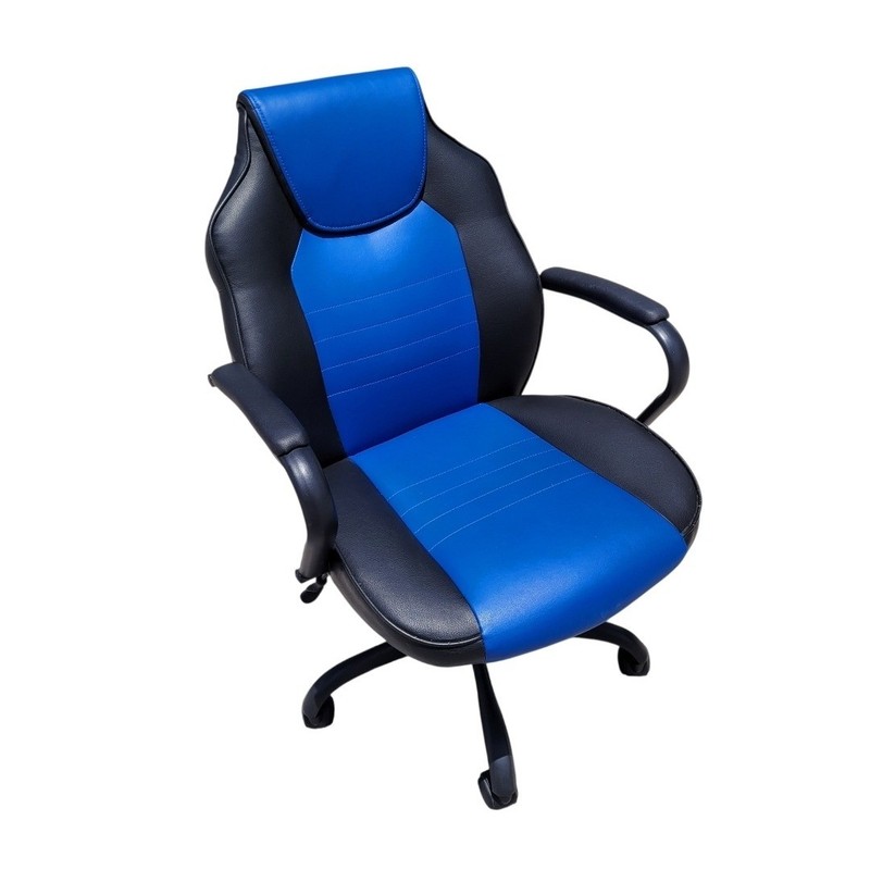 Racer Style Ergonomic Gaming Office Chair True Innovations Black Blue Stripe