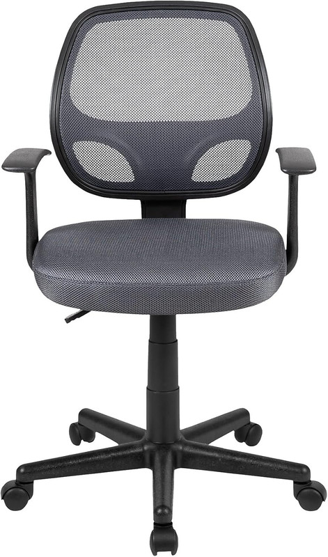 Flash Fundamentals Mid-Back Gray Mesh Swivel Ergonomic Task Office Chair with Ar