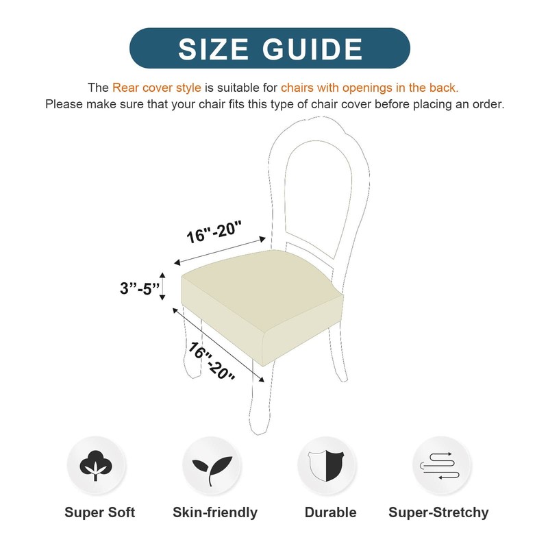 Genina Waterproof Seat Covers for Dining Room Chair 4 PCS-Rear-covered, Taupe gallery