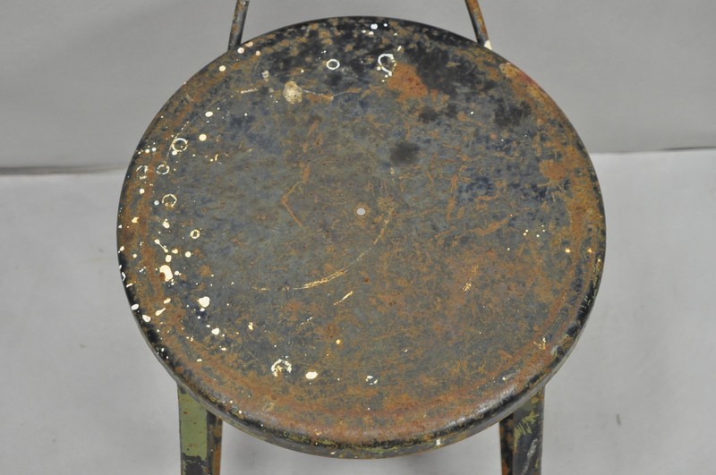 Vintage Industrial Steel Metal Rusty Distressed Garage Work Stool Chair gallery