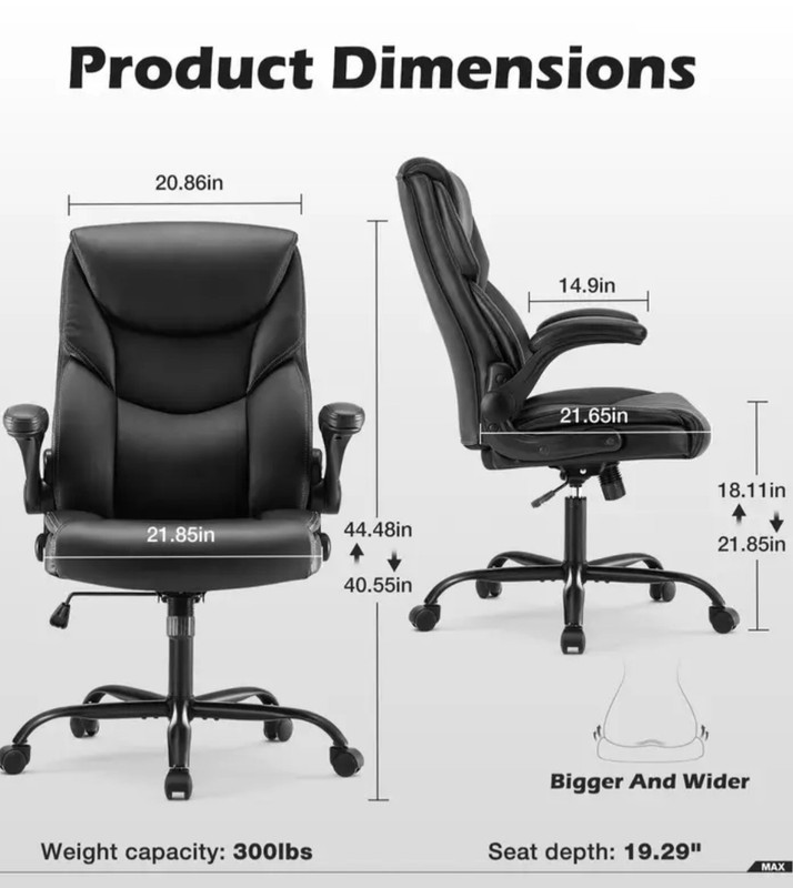 Ergonomic Home Office Chair, Leather Computer Gaming Chair with Armrests, Adjust gallery
