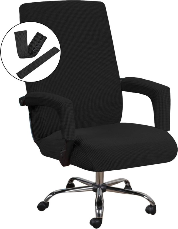 H.VERSAILTEX Home Office Chair Covers Stretchable Computer Desk Large, Black