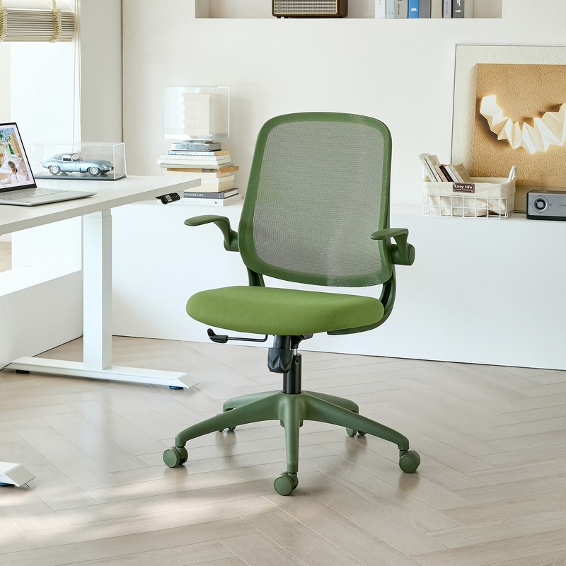 Office Chair Mesh Back Integrated Molded Lifting Multifunctional Chair Green